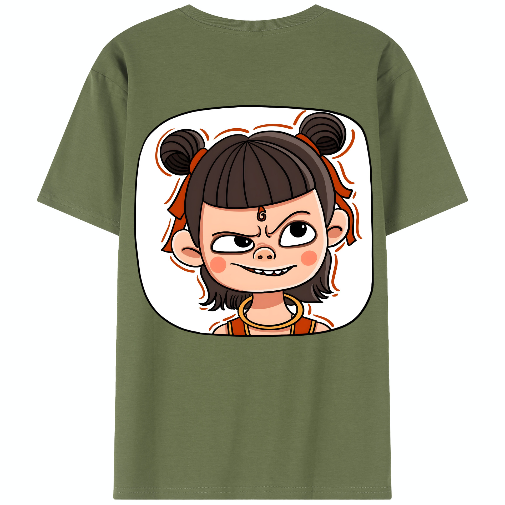 （画像用） Ne Zha 2 ナタ 魔童の大暴れ 綿100％半袖Tシャツ（背面プリント）